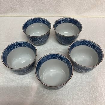 Y 美品 美濃焼 龍峰窯 染付捻祥瑞 皿 5客セット デザートカップ 有田焼 デザートカップ龍峰窯 祥瑞ガラス デザート鉢揃 5客 三洋